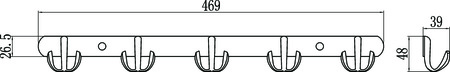 Планка с крючками 5 крючков Savol S-002255 в упаковке 2 шт