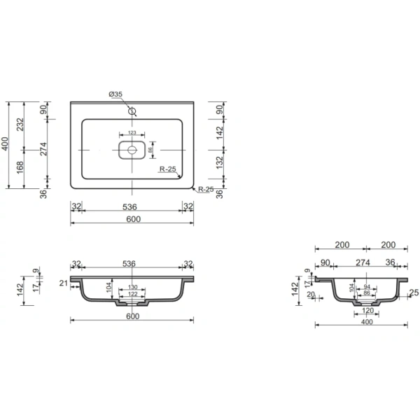 Раковина (60x40) Style Line Марелла СС-00002367