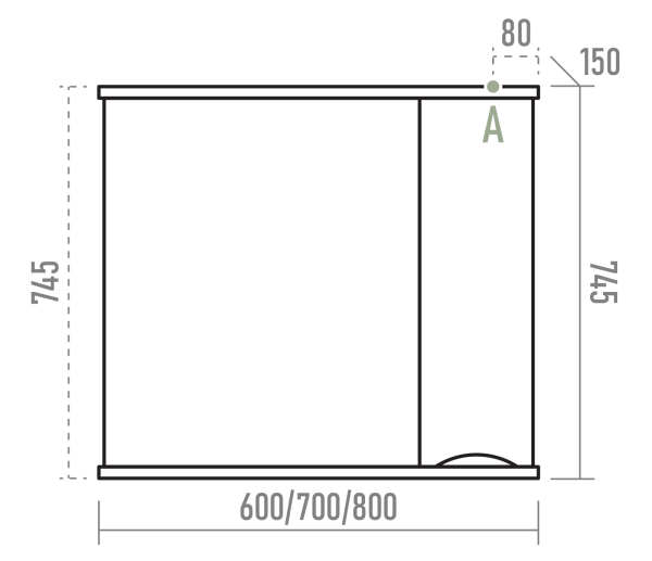 Зеркало-шкаф (80х75) Misty Атлантик 80 левый П-Атл-4080-050Л