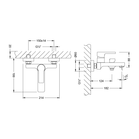 Смеситель для ванны Lemark Aura LM0614CH