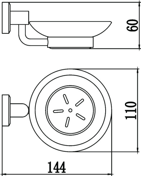 Мыльница стеклянная с настенным держателем Savol 95 S-009559