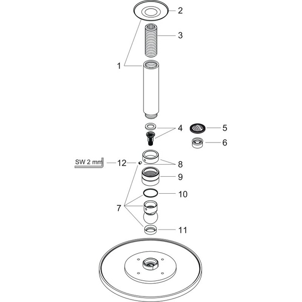 Верхний душ с кронштейном Hansgrohe Raindance S 240 1jet EcoSmart 27463000 хром