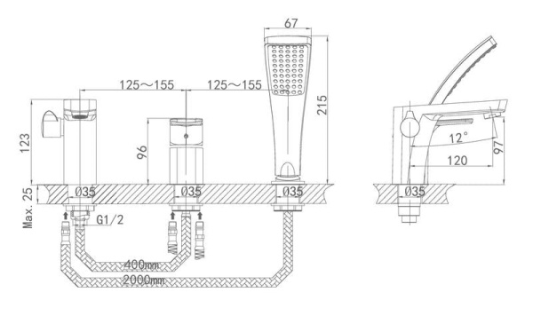 Смеситель для ванны D&K Berlin Freie (DA1434901) Смеситель для ванны D&K Berlin Freie (DA1434901)