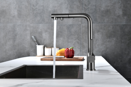 Смеситель для кухни с подключением к фильтру  Paulmark Serpentine Se213222-GM