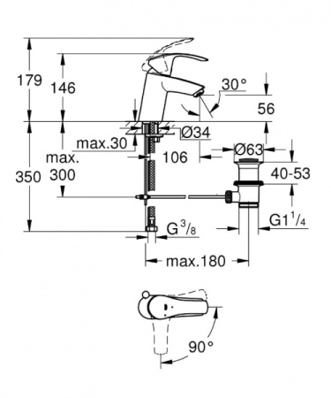 Смеситель для раковины GROHE Eurosmart New 32926 002 (32926002) хром
