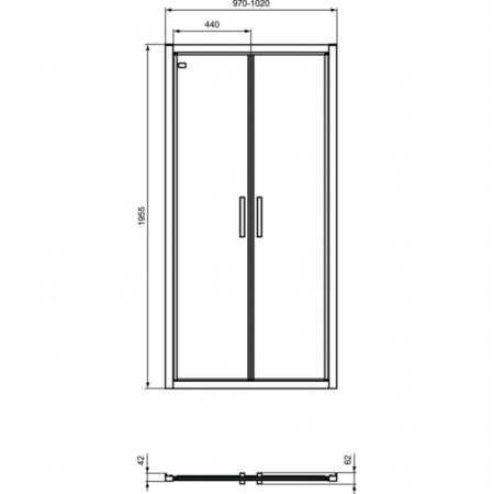 Двустворчатая дверь в нишу Ideal Standard CONNECT 2 Saloon door (100) K9296V3, черный