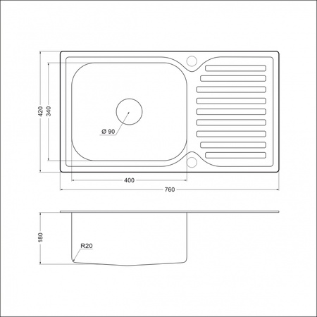 Кухонная мойка (76х42) EMAR 302A electrolize