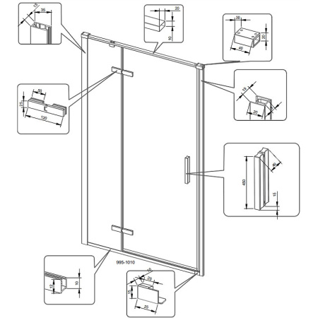 Душевая дверь Veconi Vianno VN-73, (100x195) VN73-100-01-C4