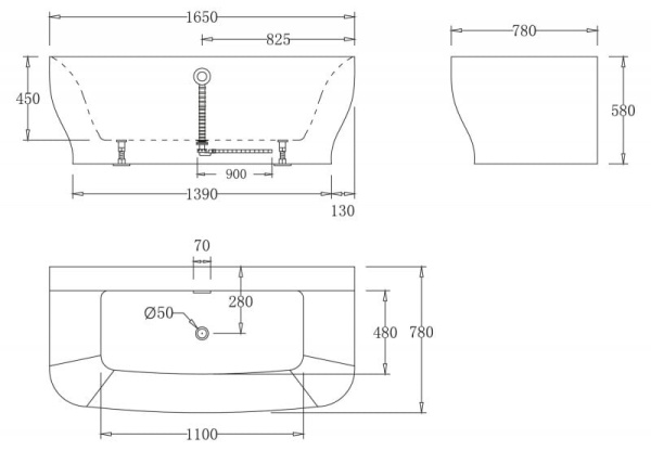 Ванна акриловая BelBagno BB74-1650 Ванна акриловая BelBagno BB74-1650