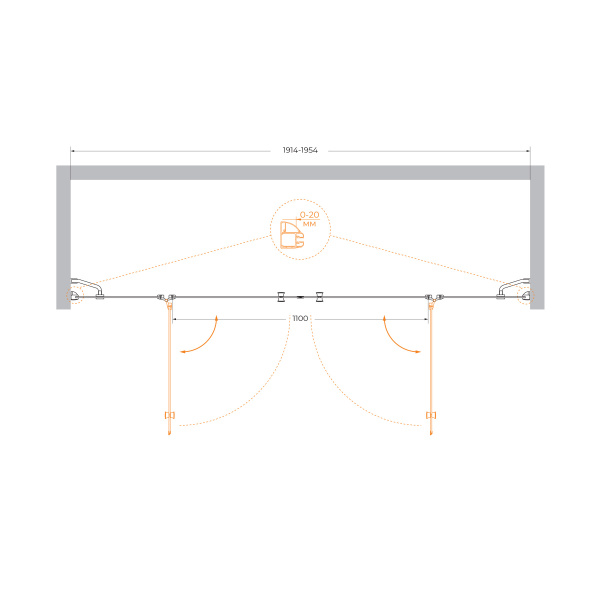 Душевая дверь (200х195) CEZARES VERONA VERONA-W-B-22-200-C-Cr