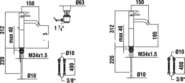 Смеситель для раковины Laufen Twin Prime 3.1132.1.004.121.1 Смеситель для раковины Laufen Twin Prime 3.1132.1.004.121.1