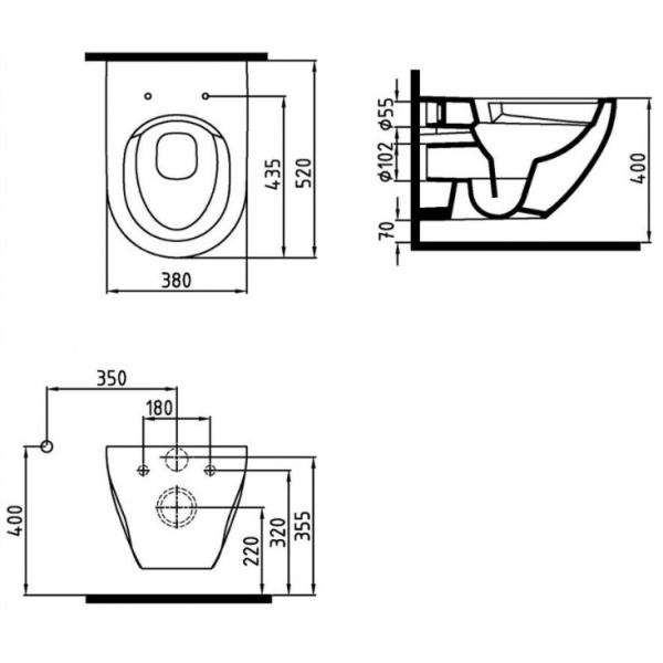 Унитаз подвесной безободковый с функцией биде Bien Dune DNKA052N1VP1W3000
