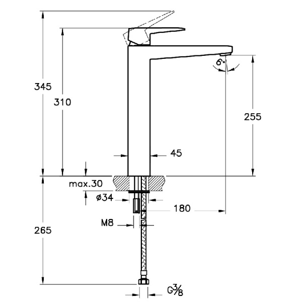 Смеситель для раковины VitrA Root Square A42733EXP, хром Смеситель для раковины VitrA Root Square A42733EXP, хром