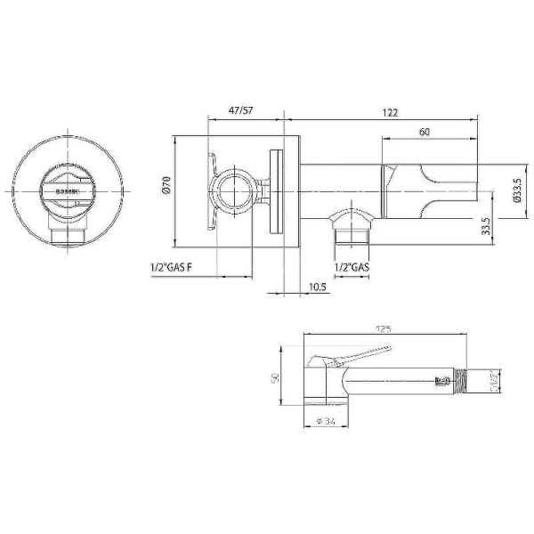 Гигиенический душ со смесителем Bossini Paloma Apice E34002B.073 черный матовый