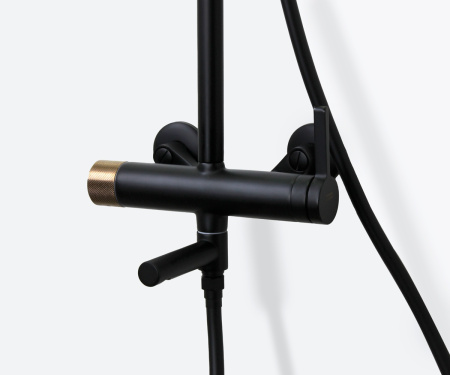 Душевая система с изливом Bronze de Luxe Avantgarde черный, розовое золото 2039RGB