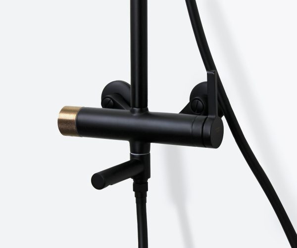 Душевая система с изливом Bronze de Luxe Avantgarde черный, розовое золото 2039RGB