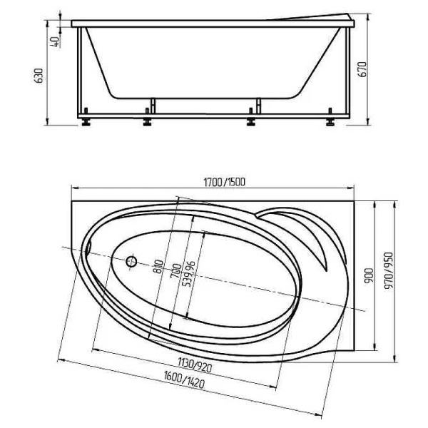 Ванна акриловая Aquatek Бетта (160x97) L BET160-0000006