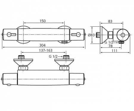 Термастатический смеситель для душа Ideal Standard Ceraterm 50 A6367AA