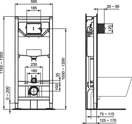 Комплект унитаз + инсталляция Ideal Standard Tesi AquaBlade R029901