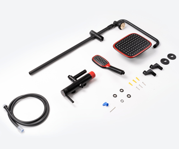 Душевая система с изливом Bronze de Luxe Avantgarde черный, красный 2039RH