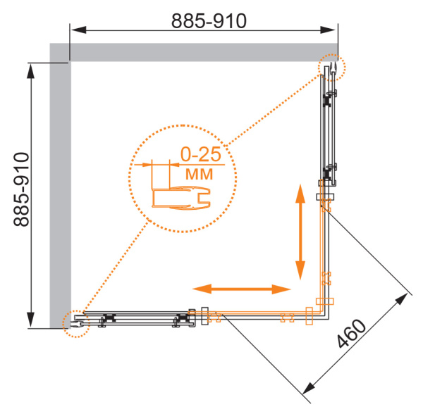 Душевой уголок (90х90) CEZARES STYLUS-M STYLUS-O-M-A-2-90-C-Cr