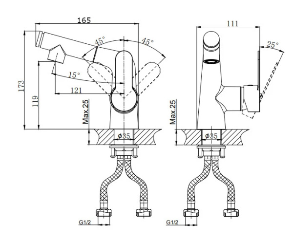 Смеситель для раковины RUSH Tenerife TE2835-12