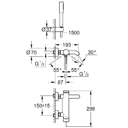 Смеситель для ванны Grohe Essence 25249 001 (25249001)