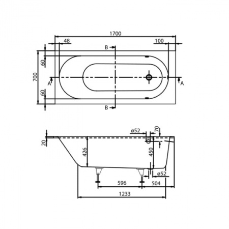 Ванна квариловая Villeroy&Boch Oberon 170x70 см белая (UBQ177OBE2V-01)