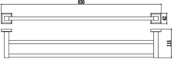 Держатель для полотенец прямой 2-ой 60 см Savol 95 S-609548