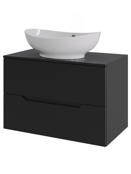 Тумба с раковиной подвесная 70 см, Orange Line Li-70TubMDF+B08-585w черный/белый