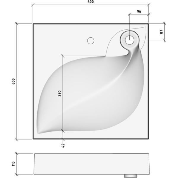Раковина над стиральной машиной (60х55) Madera List 4627173210546