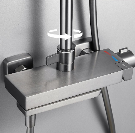 Душевая система с изливом Belz B24672-3, оружейная сталь