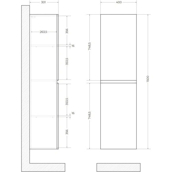 Пенал Art&Max Torino AM-TORINO-1500-2A-SO-AQ-P Аквамарин
