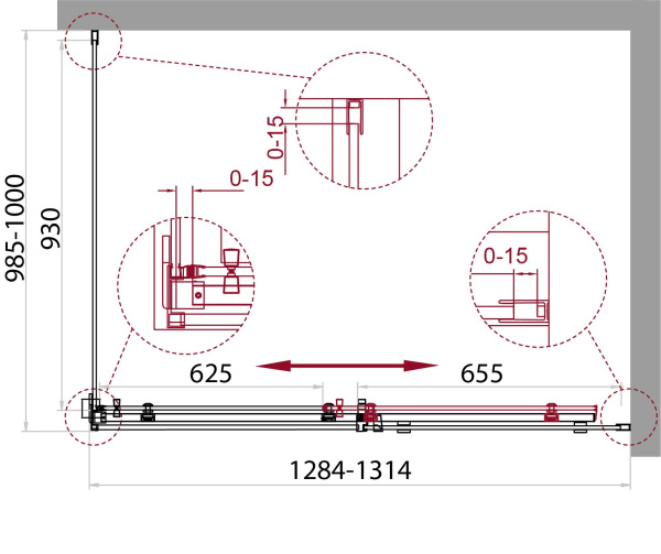 Душевой уголок (130х100) BelBagno ACQUA-AH-1-130/100-C-Cr