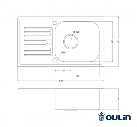 Кухонная мойка (82x47) Oulin OL-101Y
