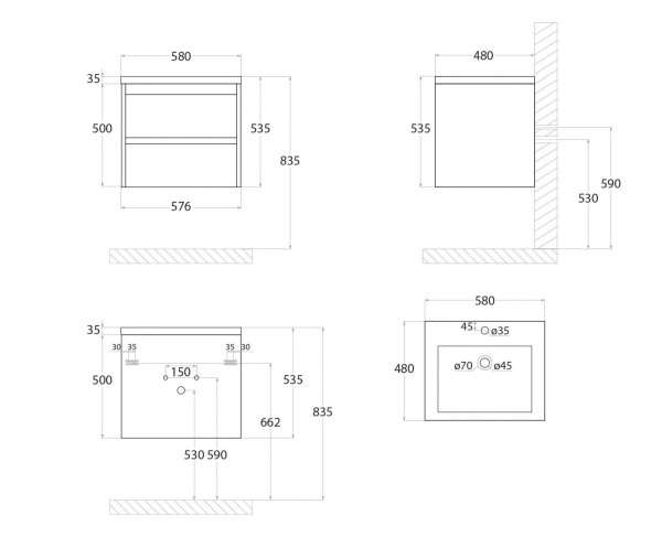 База под раковину Art&Max Family-M-580-2C-SO-IS