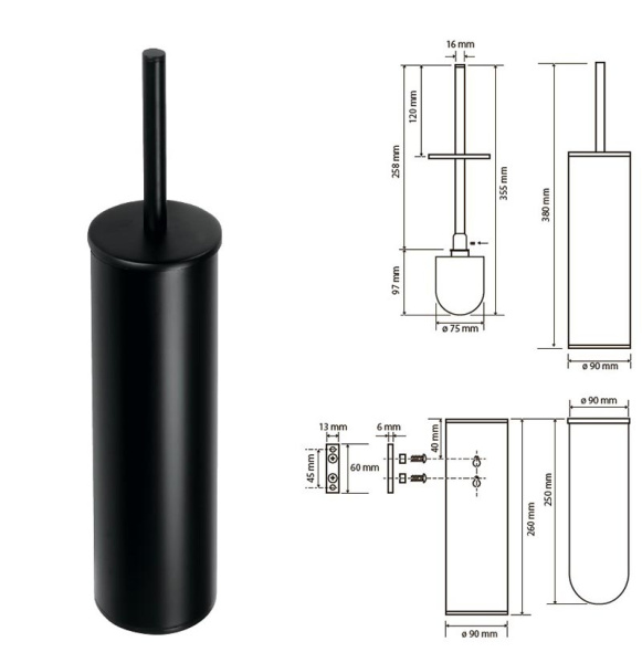 Ершик для унитаза Bemeta Dark 102313060