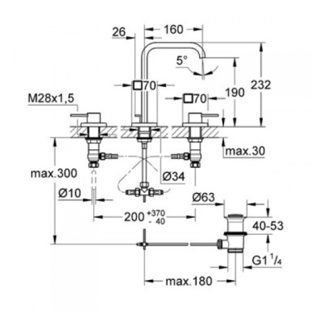 Смеситель для раковины на три отверстия Grohe Allure 20188 000 (20188000)