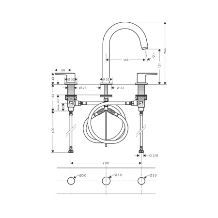 Смеситель для раковины с донным клапаном Hansgrohe Vernis Blend 71553000 хром