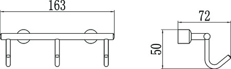 Планка с крючками 3 крючка Savol S-005253 в упаковке 2 шт
