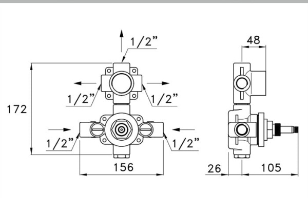 Встраиваемый термостатический смеситель для душа Stella Eccelsa UN 06002 0000 Встраиваемый термостатический смеситель для душа Stella Eccelsa UN 06002 0000