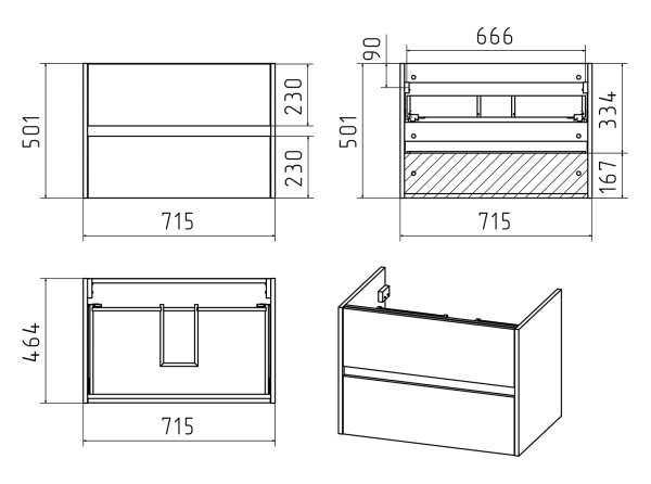 Тумба под раковину Misty Алиса 75  Э-Али01075-011П2Я