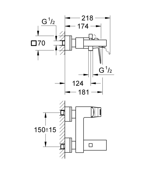 Смеситель для ванны однорычажный Grohe Eurocube 23140 000 (23140000) хром