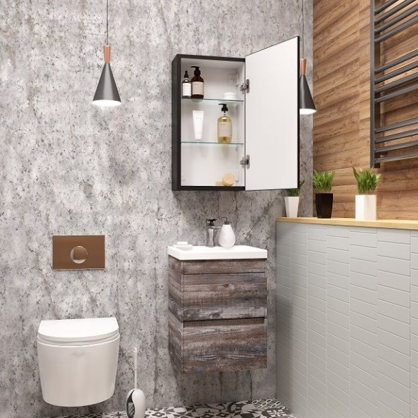 Зеркало-шкаф с подсветкой Art&Max TECHNO AM-Tec-350-650-1D-R-DS-F-Nero