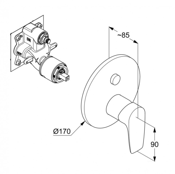 Встраиваемый смеситель для ванны Kludi Pure&Solid 346590575