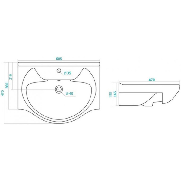 Раковина (60,5x47) Style Line Байкал ЛС-00000143