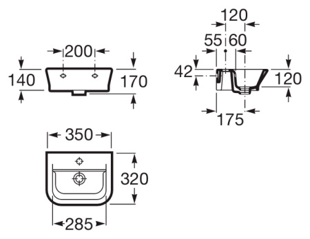 Раковина подвесная (35x32) Roca The Gap  327479000