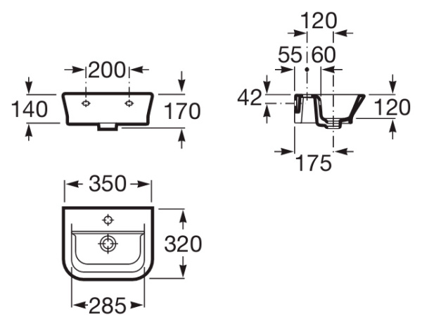 Раковина подвесная (35x32) Roca The Gap  327479000