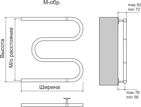Полотенцесушитель водяной Terminus Эконом М-обр AISI (500х400) 4620768888120