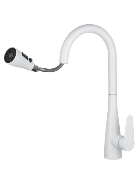 Смеситель для кухни с выдвижным изливом WONZON & WOGHAND, белый матовый WW-121E201B-MW